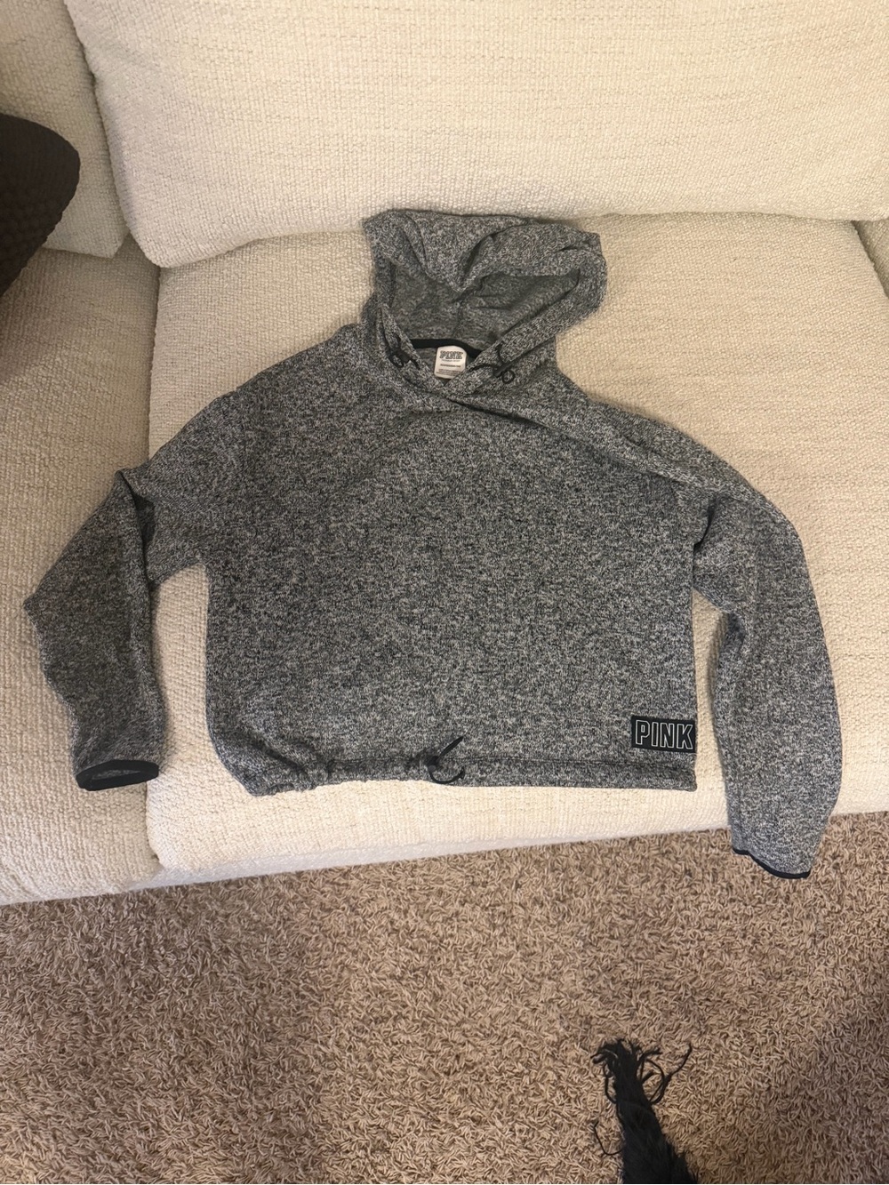 PINK Victoria's Secret Gray Marled Hooded Pullover